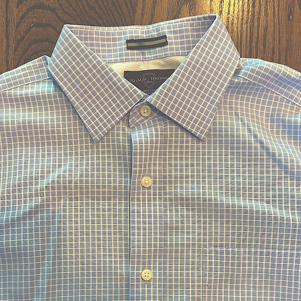 Men’s Black Brown Dress Shirt 16x34 Never Worn